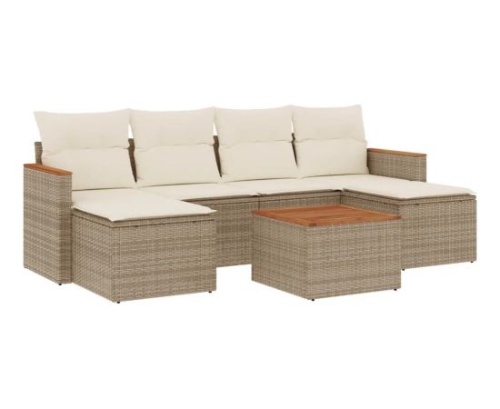 vidaXL 7-częściowy zestaw wypoczynkowy do ogrodu, z poduszkami, beżowy Dārza mēbeļu komplekti