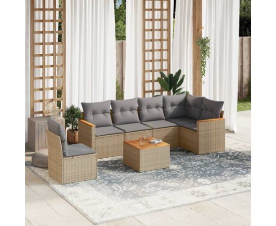 vidaXL 7-częściowy zestaw wypoczynkowy do ogrodu, z poduszkami, beżowy Dārza mēbeļu komplekti