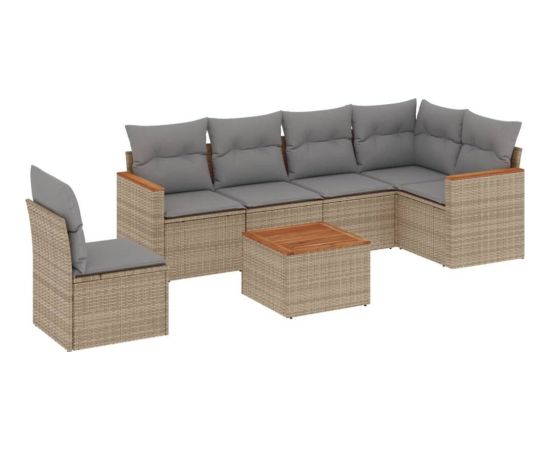 vidaXL 7-częściowy zestaw wypoczynkowy do ogrodu, z poduszkami, beżowy Dārza mēbeļu komplekti