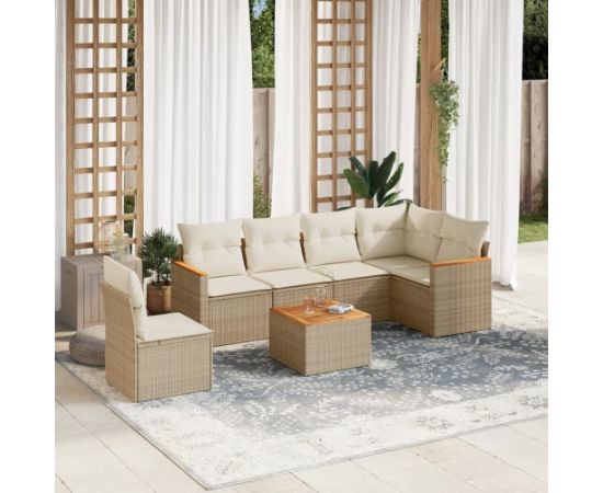 vidaXL 7-częściowy zestaw wypoczynkowy do ogrodu, z poduszkami, beżowy Dārza mēbeļu komplekti