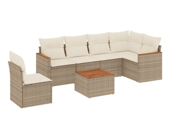 vidaXL 7-częściowy zestaw wypoczynkowy do ogrodu, z poduszkami, beżowy Dārza mēbeļu komplekti