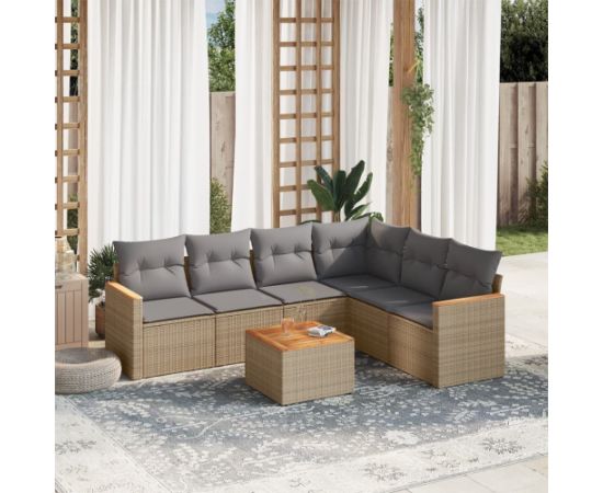 vidaXL 7-częściowy zestaw wypoczynkowy do ogrodu, z poduszkami, beżowy Dārza mēbeļu komplekti