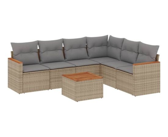 vidaXL 7-częściowy zestaw wypoczynkowy do ogrodu, z poduszkami, beżowy Dārza mēbeļu komplekti