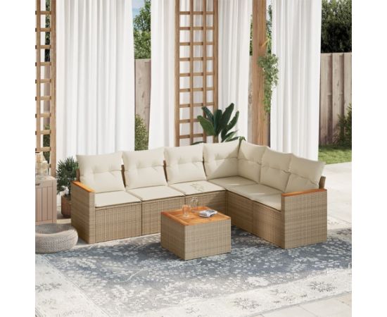 vidaXL 7-częściowy zestaw wypoczynkowy do ogrodu, z poduszkami, beżowy Dārza mēbeļu komplekti