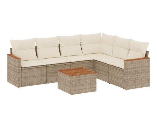 vidaXL 7-częściowy zestaw wypoczynkowy do ogrodu, z poduszkami, beżowy Dārza mēbeļu komplekti