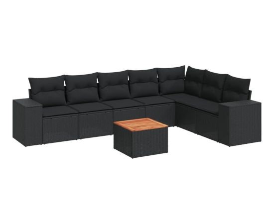 vidaXL 8-częściowy zestaw wypoczynkowy do ogrodu, z poduszkami, czarny Dārza mēbeļu komplekti