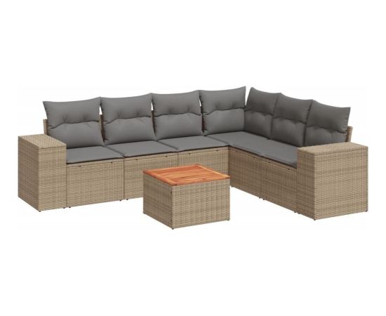 vidaXL 7-częściowy zestaw wypoczynkowy do ogrodu, z poduszkami, beżowy Dārza mēbeļu komplekti