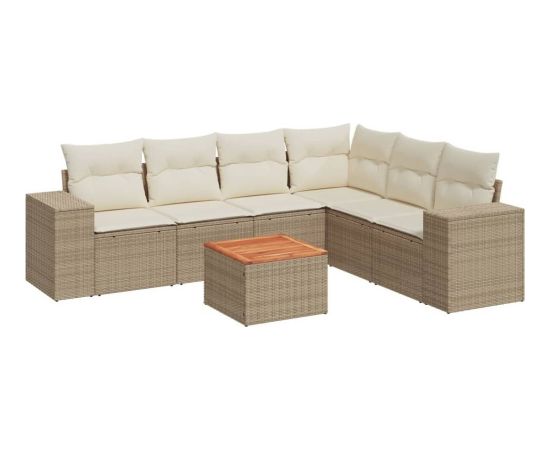 vidaXL 7-częściowy zestaw wypoczynkowy do ogrodu, z poduszkami, beżowy Dārza mēbeļu komplekti