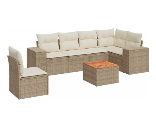 vidaXL 7-częściowy zestaw wypoczynkowy do ogrodu, z poduszkami, beżowy Dārza mēbeļu komplekti