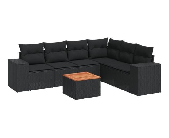 vidaXL 7-częściowy zestaw wypoczynkowy do ogrodu, z poduszkami, czarny Dārza mēbeļu komplekti