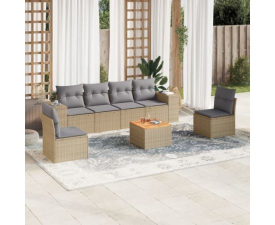 vidaXL 7-częściowy zestaw wypoczynkowy do ogrodu, z poduszkami, beżowy Dārza mēbeļu komplekti