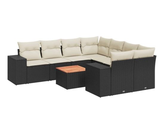 vidaXL 9-częściowy zestaw wypoczynkowy do ogrodu, z poduszkami, czarny Dārza mēbeļu komplekti