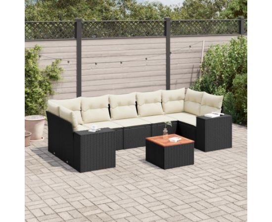 vidaXL 8-częściowy zestaw wypoczynkowy do ogrodu, z poduszkami, czarny Dārza mēbeļu komplekti