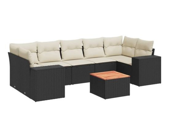 vidaXL 8-częściowy zestaw wypoczynkowy do ogrodu, z poduszkami, czarny Dārza mēbeļu komplekti