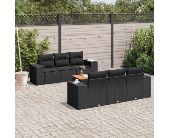 vidaXL 7-częściowy zestaw wypoczynkowy do ogrodu, z poduszkami, czarny Dārza mēbeļu komplekti