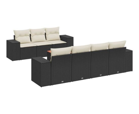 vidaXL 8-częściowy zestaw wypoczynkowy do ogrodu, z poduszkami, czarny Dārza mēbeļu komplekti