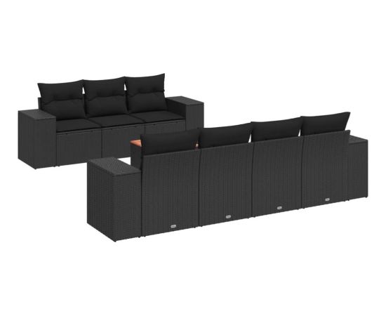 vidaXL 8-częściowy zestaw wypoczynkowy do ogrodu, z poduszkami, czarny Dārza mēbeļu komplekti