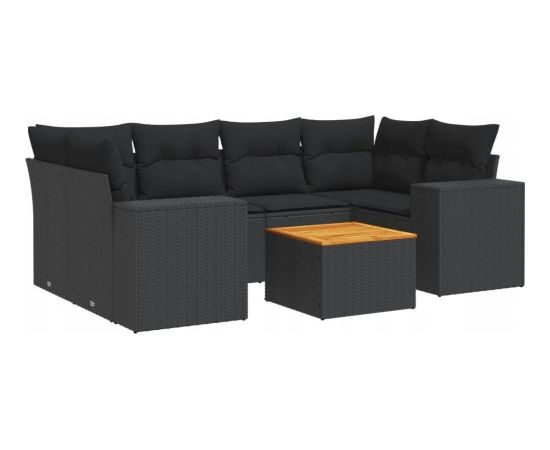 vidaXL 7-częsciowy zestaw wypoczynkowy do ogrodu, z poduszkami, czarny Dārza mēbeļu komplekti