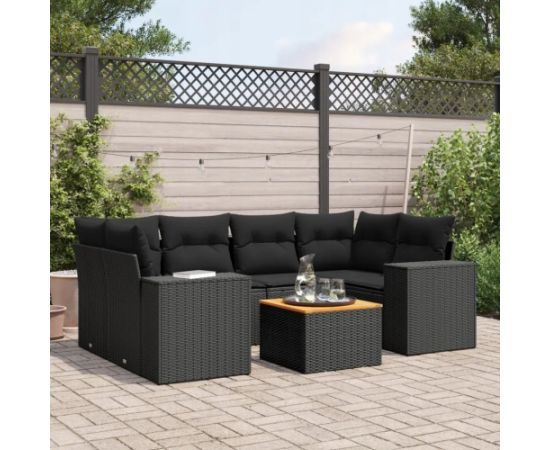 vidaXL 7-częsciowy zestaw wypoczynkowy do ogrodu, z poduszkami, czarny Dārza mēbeļu komplekti