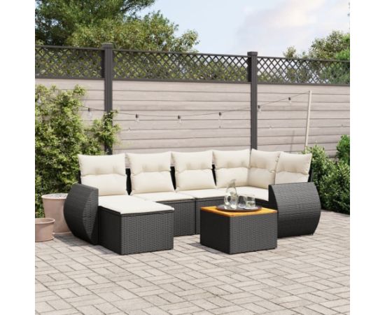 vidaXL 7-częściowy zestaw wypoczynkowy do ogrodu, z poduszkami, czarny Dārza mēbeļu komplekti