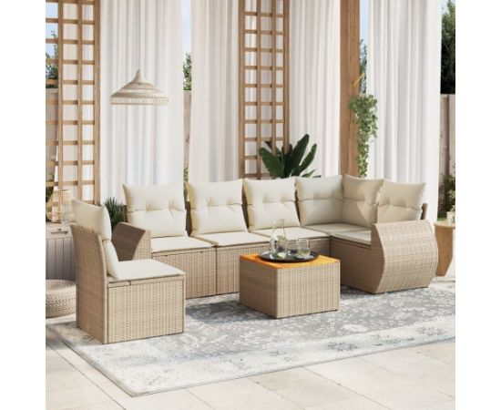 vidaXL 7-częsciowy zestaw wypoczynkowy do ogrodu, z poduszkami, beżowy Dārza mēbeļu komplekti