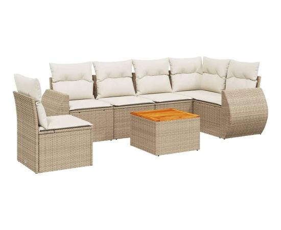 vidaXL 7-częsciowy zestaw wypoczynkowy do ogrodu, z poduszkami, beżowy Dārza mēbeļu komplekti