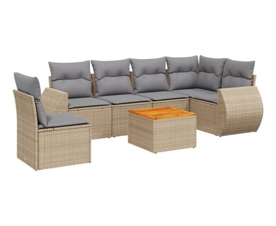 vidaXL 7-częsciowy zestaw wypoczynkowy do ogrodu, z poduszkami, beżowy Dārza mēbeļu komplekti