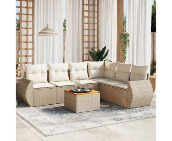 vidaXL 7-częsciowy zestaw wypoczynkowy do ogrodu, z poduszkami, beżowy Dārza mēbeļu komplekti