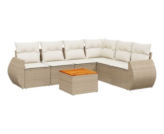 vidaXL 7-częsciowy zestaw wypoczynkowy do ogrodu, z poduszkami, beżowy Dārza mēbeļu komplekti