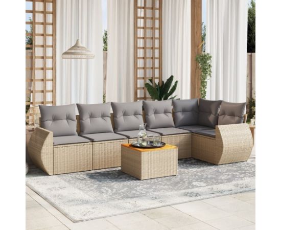 vidaXL 7-częsciowy zestaw wypoczynkowy do ogrodu, z poduszkami, beżowy Dārza mēbeļu komplekti