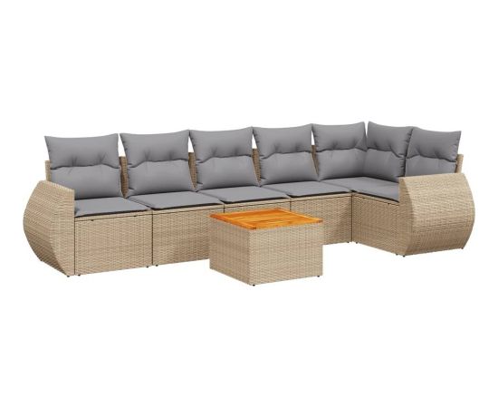 vidaXL 7-częsciowy zestaw wypoczynkowy do ogrodu, z poduszkami, beżowy Dārza mēbeļu komplekti