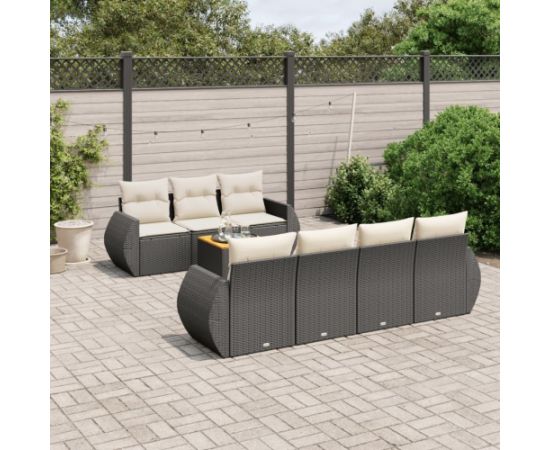 vidaXL 8-częsciowy zestaw wypoczynkowy do ogrodu, z poduszkami, czarny Dārza mēbeļu komplekti