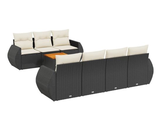 vidaXL 8-częsciowy zestaw wypoczynkowy do ogrodu, z poduszkami, czarny Dārza mēbeļu komplekti