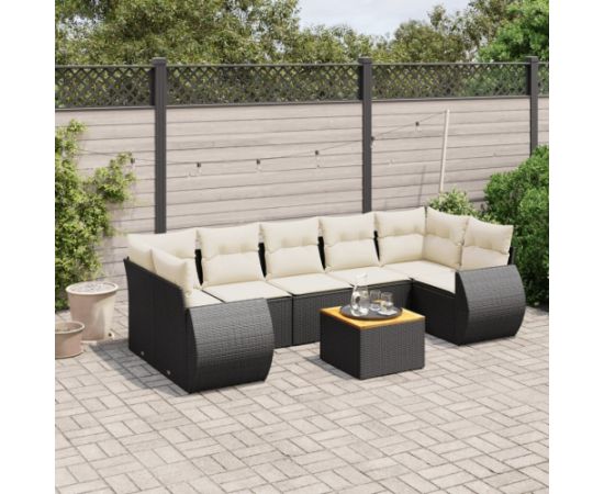 vidaXL 8-częsciowy zestaw wypoczynkowy do ogrodu, z poduszkami, czarny Dārza mēbeļu komplekti