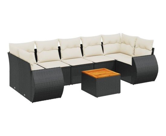 vidaXL 8-częsciowy zestaw wypoczynkowy do ogrodu, z poduszkami, czarny Dārza mēbeļu komplekti