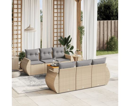 vidaXL 7-częsciowy zestaw wypoczynkowy do ogrodu, z poduszkami, beżowy Dārza mēbeļu komplekti