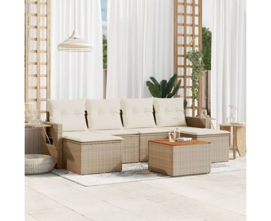 vidaXL 7-częsciowy zestaw wypoczynkowy do ogrodu, z poduszkami, beżowy Dārza mēbeļu komplekti