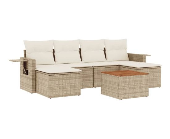 vidaXL 7-częsciowy zestaw wypoczynkowy do ogrodu, z poduszkami, beżowy Dārza mēbeļu komplekti