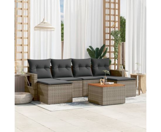 vidaXL 7-częsciowy zestaw wypoczynkowy do ogrodu, z poduszkami, szary Dārza mēbeļu komplekti