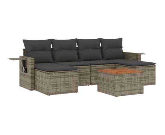 vidaXL 7-częsciowy zestaw wypoczynkowy do ogrodu, z poduszkami, szary Dārza mēbeļu komplekti