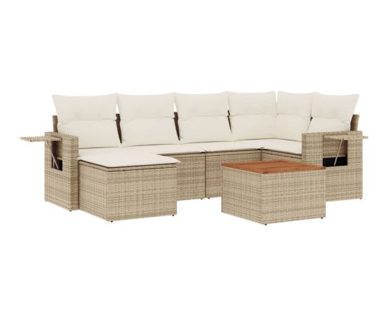 vidaXL 7-częsciowy zestaw wypoczynkowy do ogrodu, z poduszkami, beżowy Dārza mēbeļu komplekti