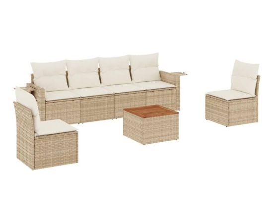 vidaXL 7-częsciowy zestaw wypoczynkowy do ogrodu, z poduszkami, beżowy Dārza mēbeļu komplekti