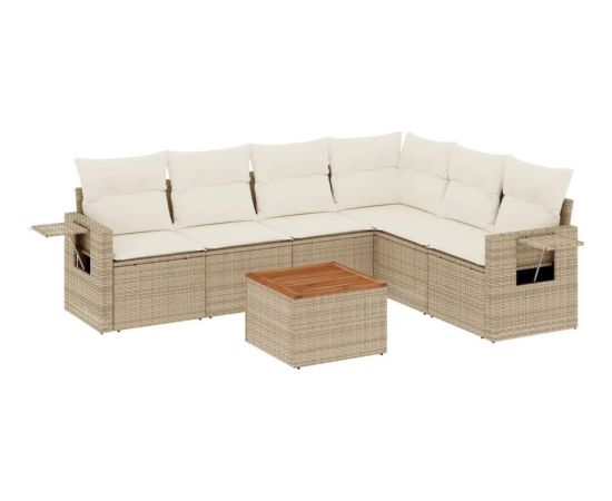 vidaXL 7-częsciowy zestaw wypoczynkowy do ogrodu, z poduszkami, beżowy Dārza mēbeļu komplekti