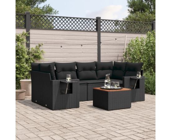 vidaXL 7-częsciowy zestaw wypoczynkowy do ogrodu, z poduszkami, czarny Dārza mēbeļu komplekti