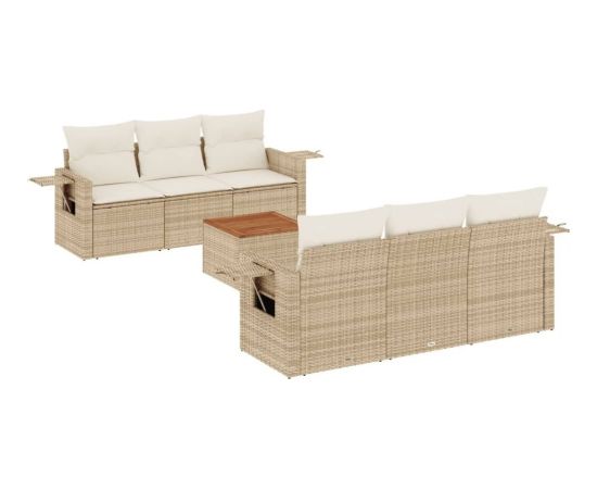 vidaXL 7-częsciowy zestaw wypoczynkowy do ogrodu, z poduszkami, beżowy Dārza mēbeļu komplekti