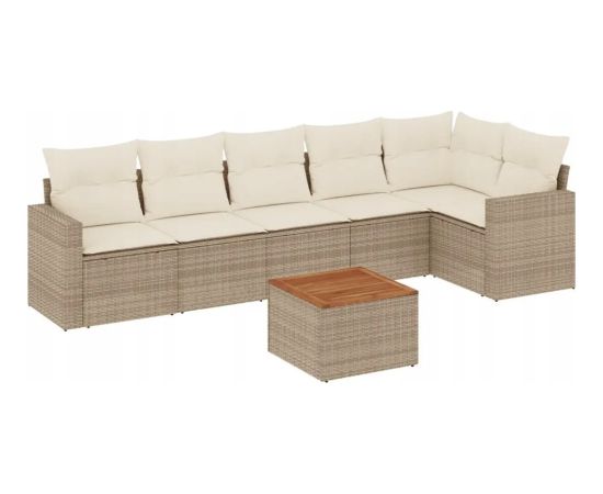 vidaXL 7-częsciowy zestaw wypoczynkowy do ogrodu, z poduszkami, beżowy Dārza mēbeļu komplekti