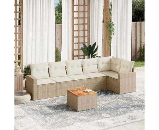 vidaXL 7-częsciowy zestaw wypoczynkowy do ogrodu, z poduszkami, beżowy Dārza mēbeļu komplekti