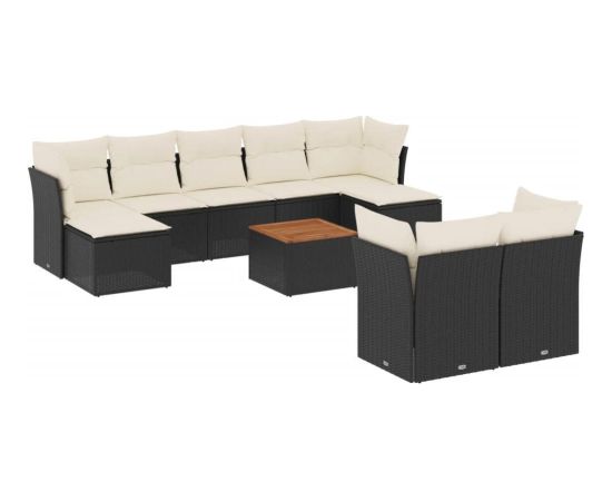 vidaXL 10-częsciowy zestaw wypoczynkowy do ogrodu, poduszki czarny rattan PE Dārza mēbeļu komplekti