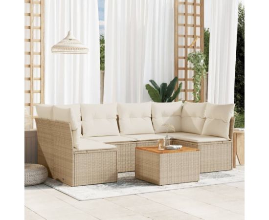 vidaXL 7-częsciowy zestaw wypoczynkowy do ogrodu, z poduszkami, beżowy Dārza mēbeļu komplekti