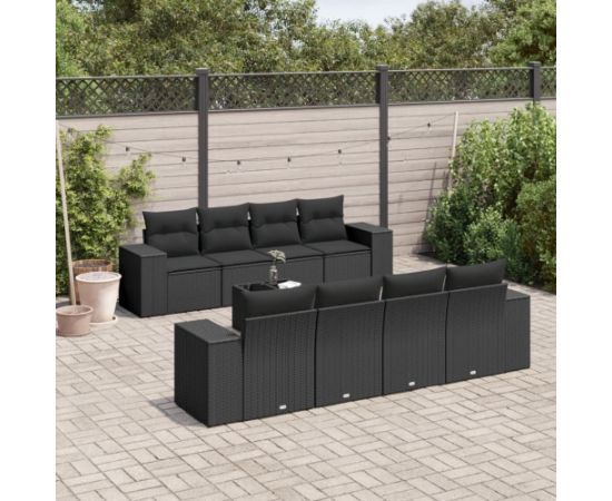 vidaXL 9-częsciowy zestaw wypoczynkowy do ogrodu, z poduszkami, czarny Dārza mēbeļu komplekti